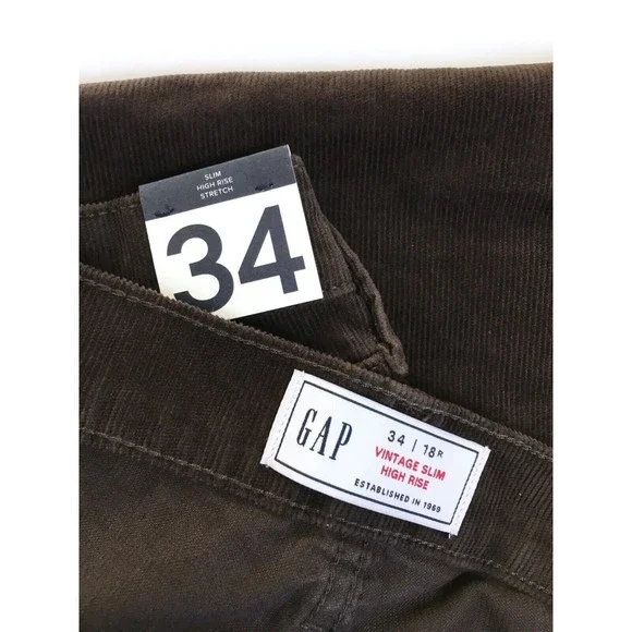 NWT Gap High Rise Vintage Slim Corduroy Pants Women’s Sz 18 Regular Brown - Picture 6 of 9